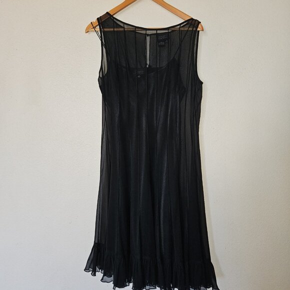 Adrianna Papell Black Sheer Overlay Cocktail Party Dress Women’s Size 8 - Picture 6 of 15